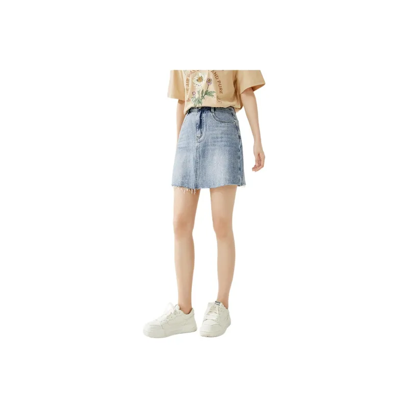 Hopeshow Denim Short Skirts Women's Denim Blue-0