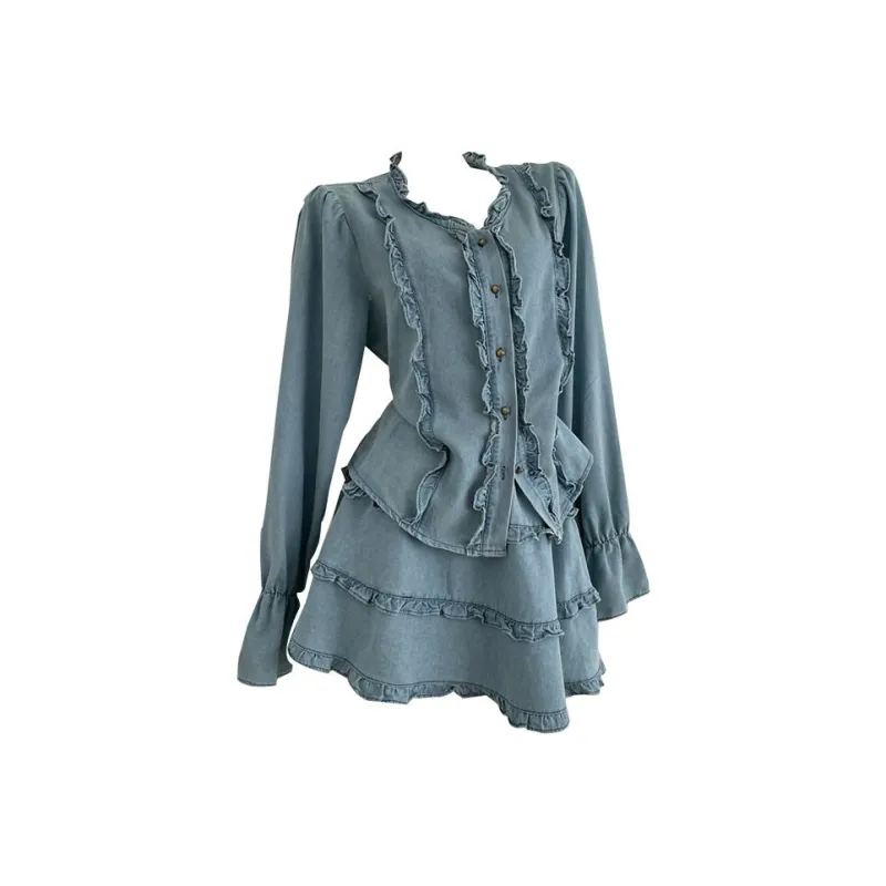 HUINIAN Skirt Set Women's Denim-0