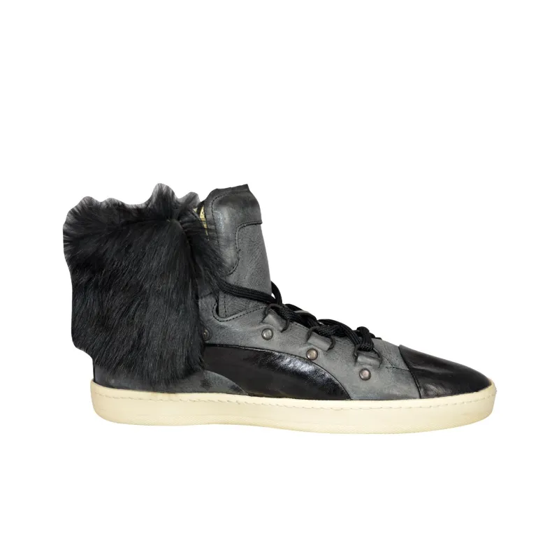 PUMA Alexander McQueen Anti Slip Wear Resistant High Top Skateboard Shoes Unisex Black Gray-1