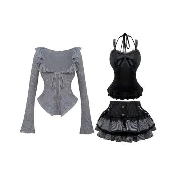 SECFLY OFFICIAL Skirt Set Women's Black Gray