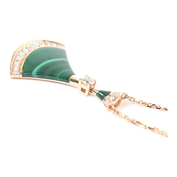 BVLGARI 10's 18kt Rose Gold Diva Dream Malachite And Diamond Necklace-1