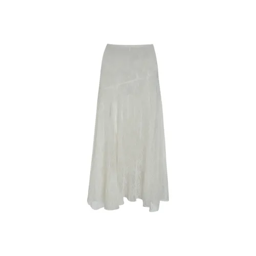 Little Pull Casual Long Skirts Women's Ecru