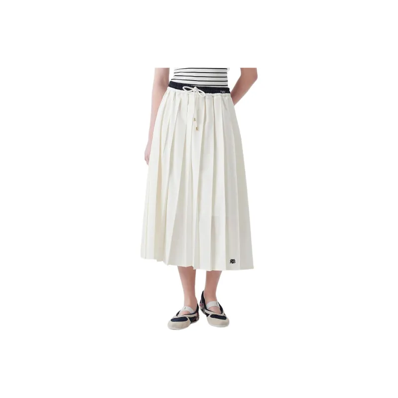 Teenie Weenie Casual Long Skirt Women's Ivory White-0