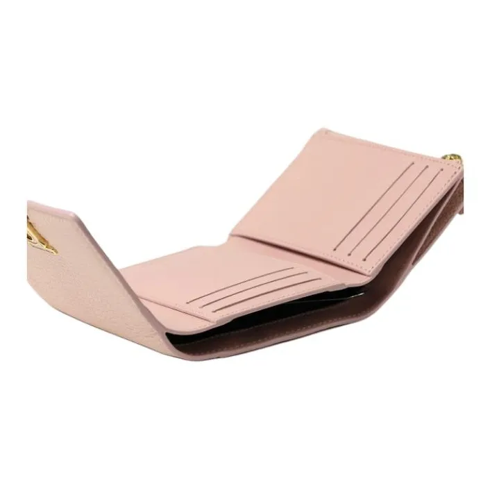 Burberry Calfskin Wallet Mini Women's Pink-4