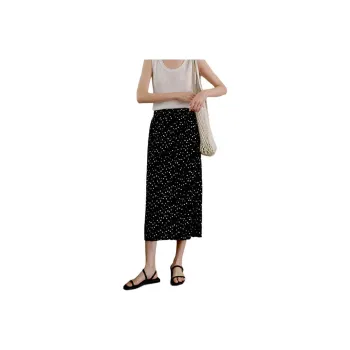 WHITEALLUSION Casual Long Skirt Women's Black