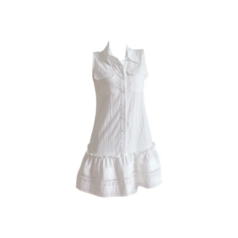 FLIM Sleeveless Dresses Women's White-1