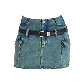 ZAVK Denim Short Skirts Women's Light Blue