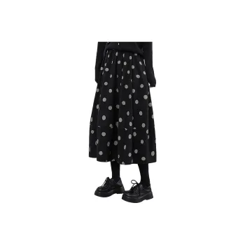 Cypress House Casual Long Skirt Women's Black Polka Dot