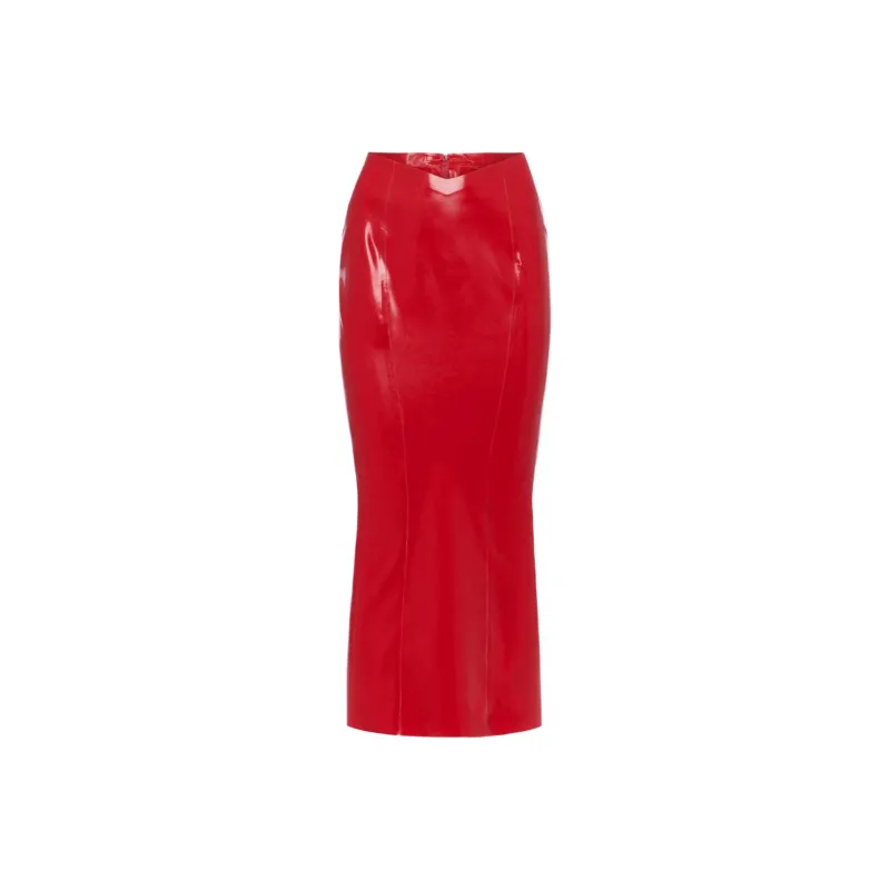Khy X Poster Girl Latex Maxi Skirt Rouge-0