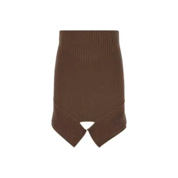 ANDREĀDAMO Asymmetric Hem Knitted Mini Skirt