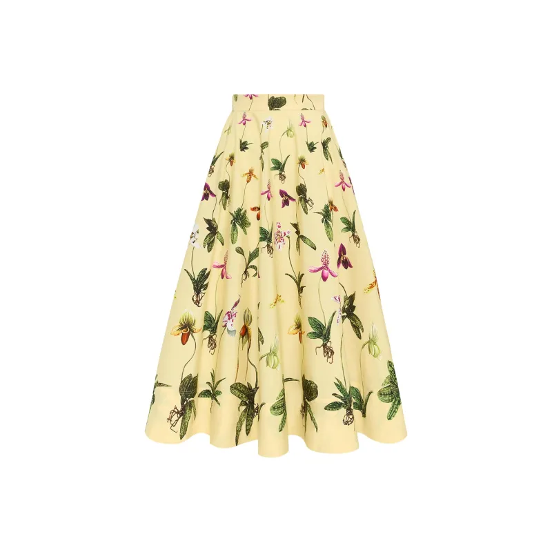 Oscar De La Renta Orchid Cotton Poplin Skirt-0