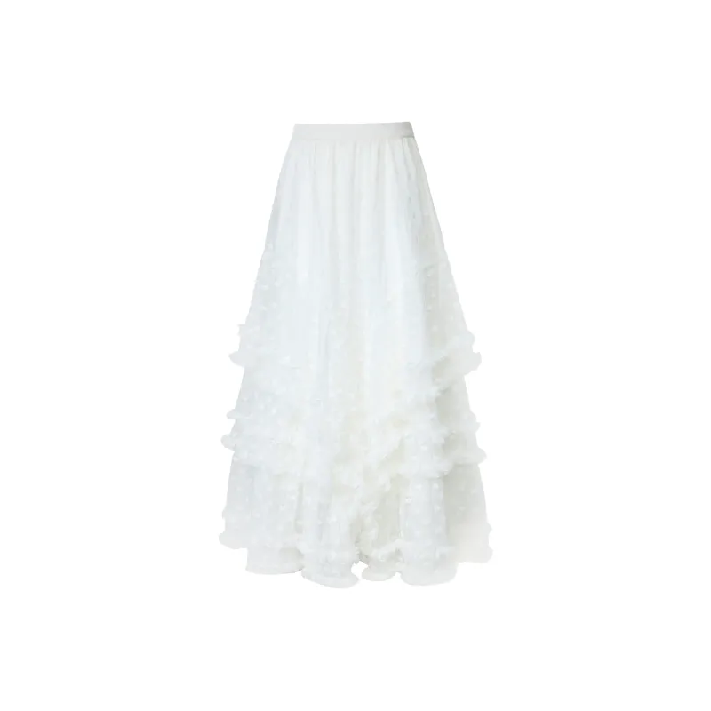 ZXZA Casual Long Skirt Women's White-0