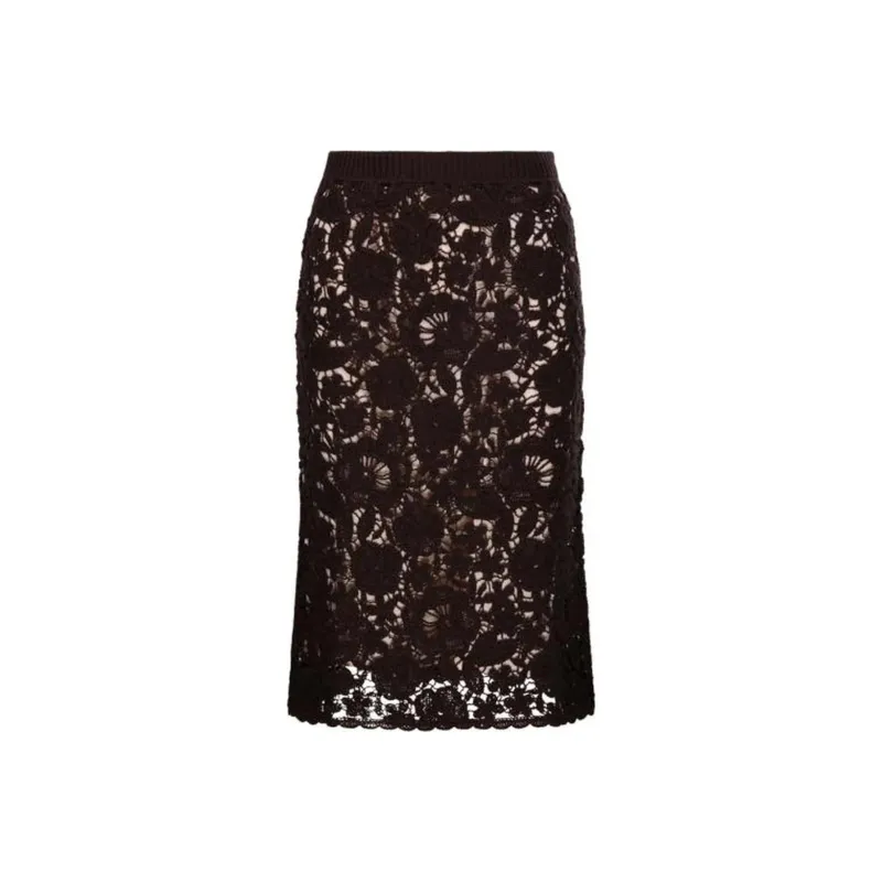 PAROSH Casual Long Skirts Women's Brown-0