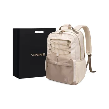 V.NINE Fabric Backpack Laptop Bag Backpack Regular Women's Beige