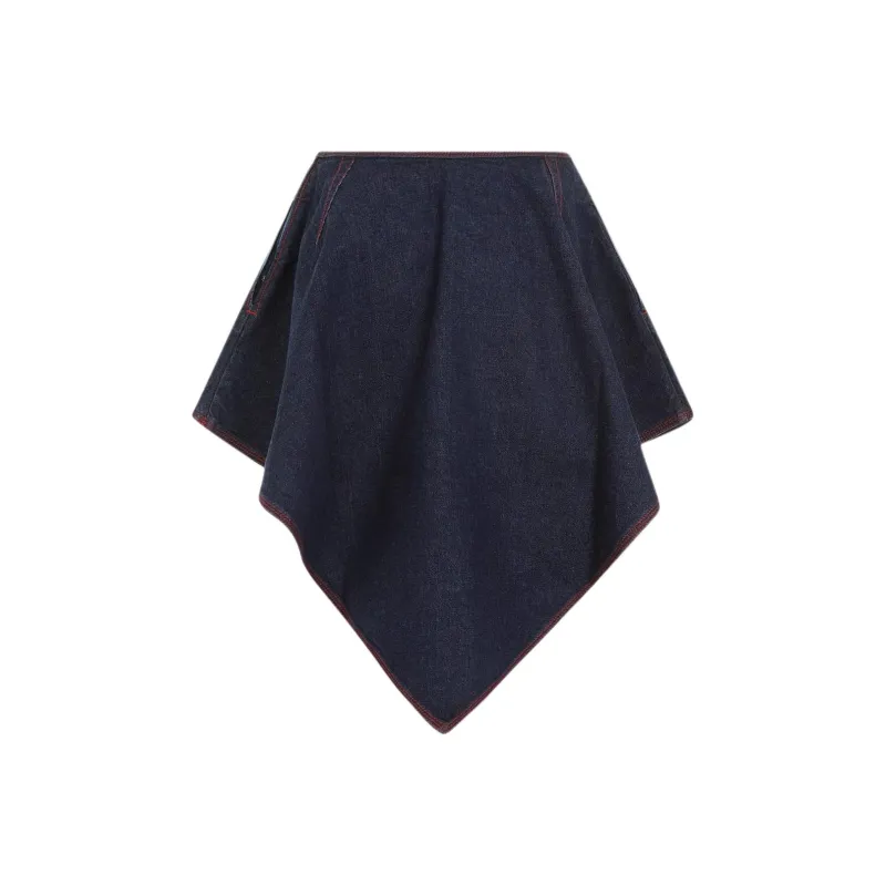 Alaia Asymmetrical Raw Denim Skirt-0