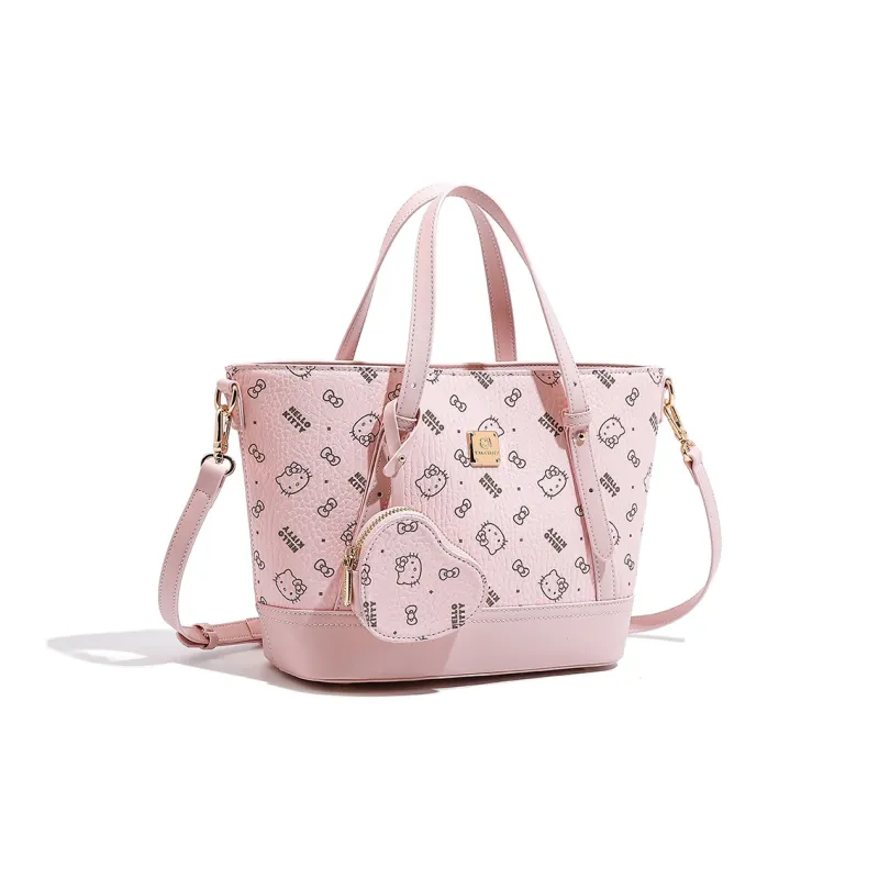 MESUCA Sanrio X Hello Kitty Collaboration Kitty Series PU Tote Bag, Shoulder Bag Regular Women's Pink-2