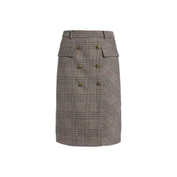 QIAOWANNI Casual Long Skirts Women's Vintage English Lunge