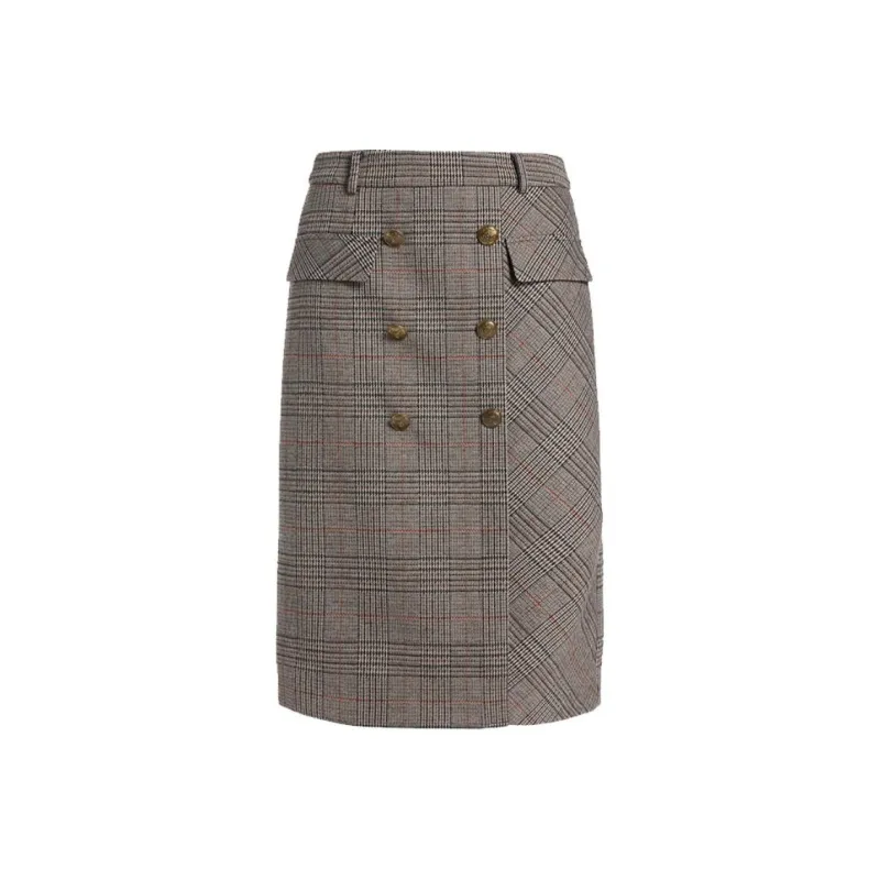 QIAOWANNI Casual Long Skirts Women's Vintage English Lunge-0