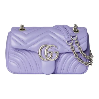 GUCCI GG Marmont Sheepskin Shoulder Bag Small Size Women's Light Purple