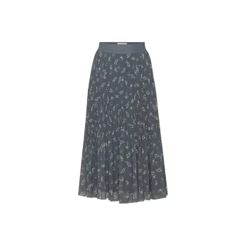 ARITZIA Wilfred New Twirl Pleated Skirt Casual Long Skirts Women's Vintage Navy White/Classic Marine Blue White