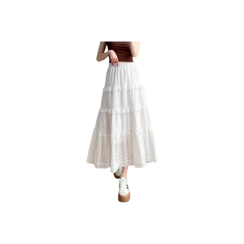 SITOL Casual Long Skirts Women's White-0