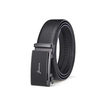 Jeccieziio Top Grain Cow Leather Belts Men's Gunmetal Width 3.5 Cm