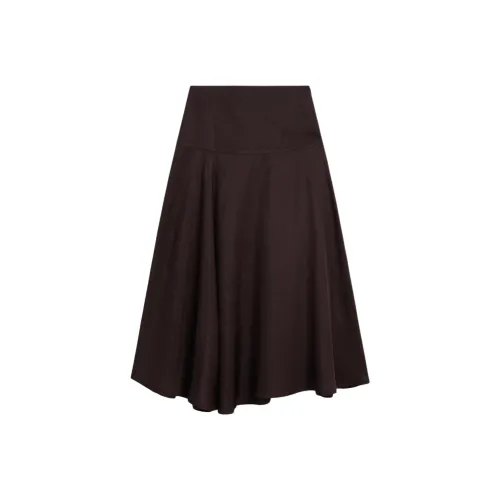 Massimo Dutti Casual Long Skirt Women's Dark Red