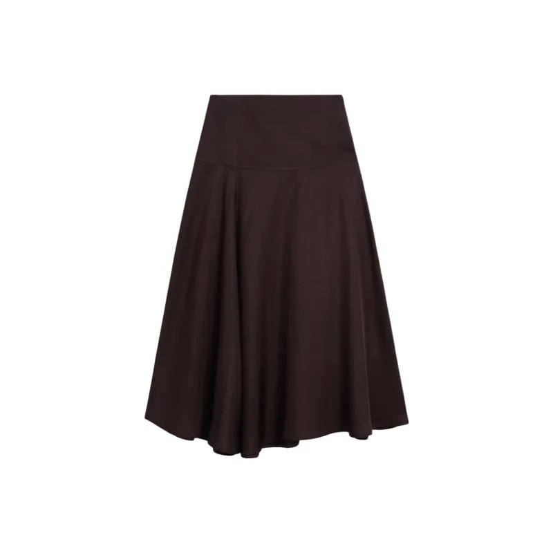 Massimo Dutti Casual Long Skirt Women's Dark Red-0