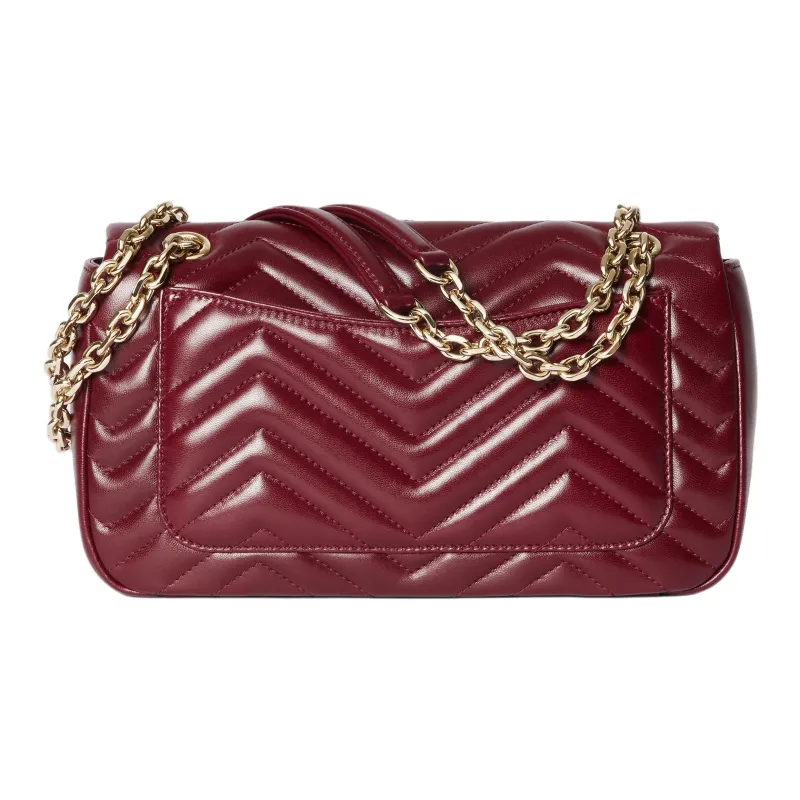 GUCCI GG Marmont Calfskin Shoulder Bag Medium Size Women's Red-3