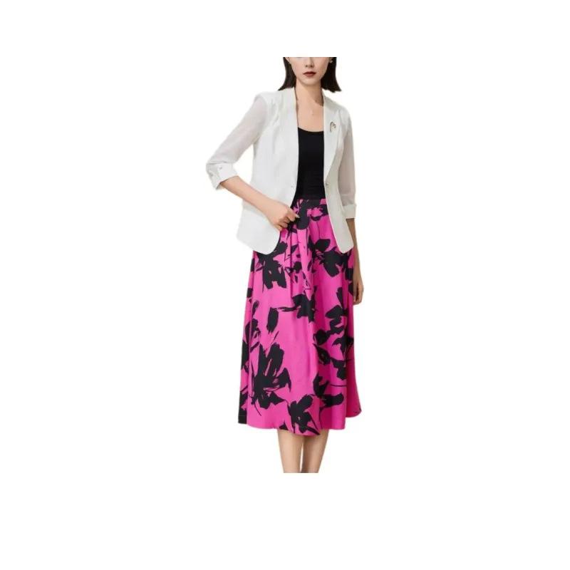 My Teno Casual Long Skirts Women's Rose Red-0