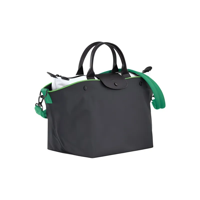 LONGCHAMP Le Pliage Canvas With Leather Canvas Bag, Dumpling Bag, Crossbody Bag, Handbag Medium Size Women's Metal Gray-1