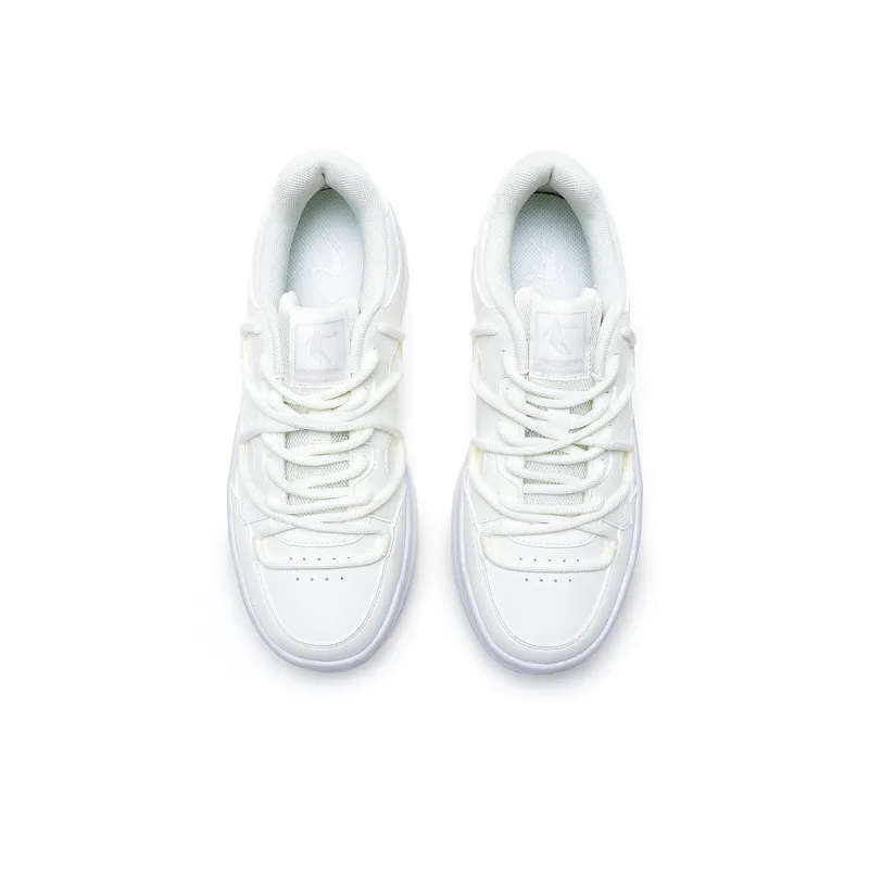 QIAODAN Anti Slip Wear Resistant Low Top Skateboard Shoes Women's White Purple-3