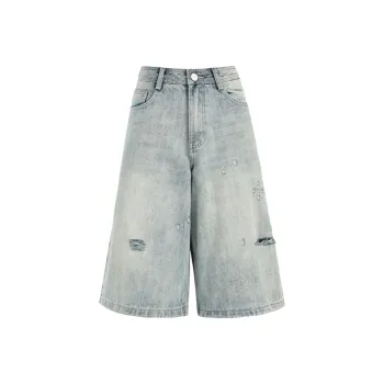 ZAVK Denim Shorts Women's Cyan White Blue