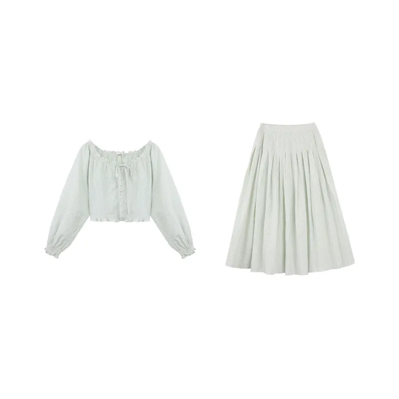 Udon House Skirt Set Women's Milk Green-0