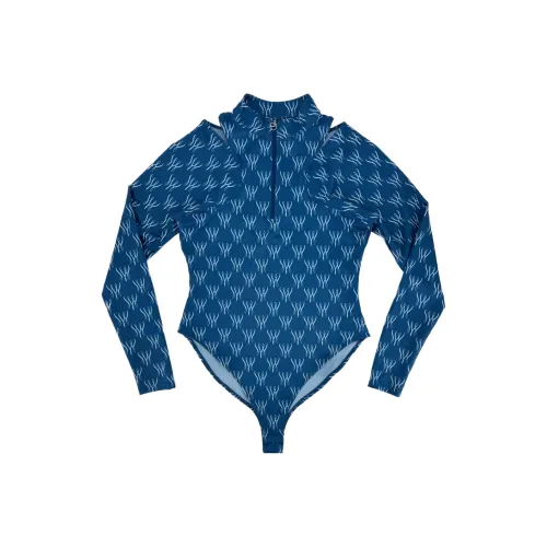 Nike Women's Long-Sleeve Bodysuit Workout Clothing Women's Blue