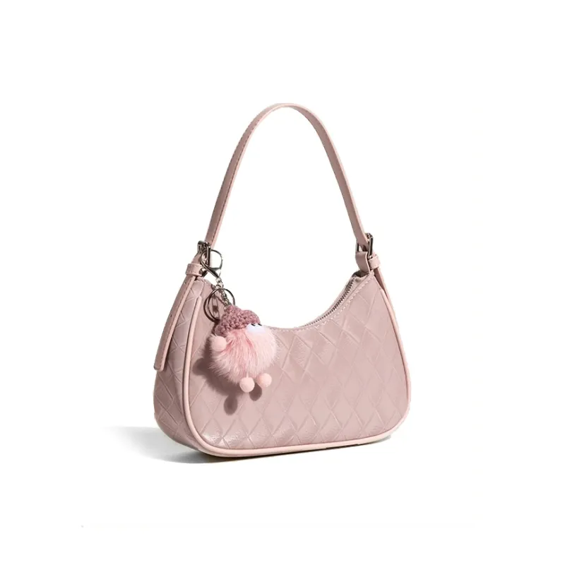 Jade En Plus PU Handbag Medium Size Women's Cream White/Peach Pink/Night Black-6