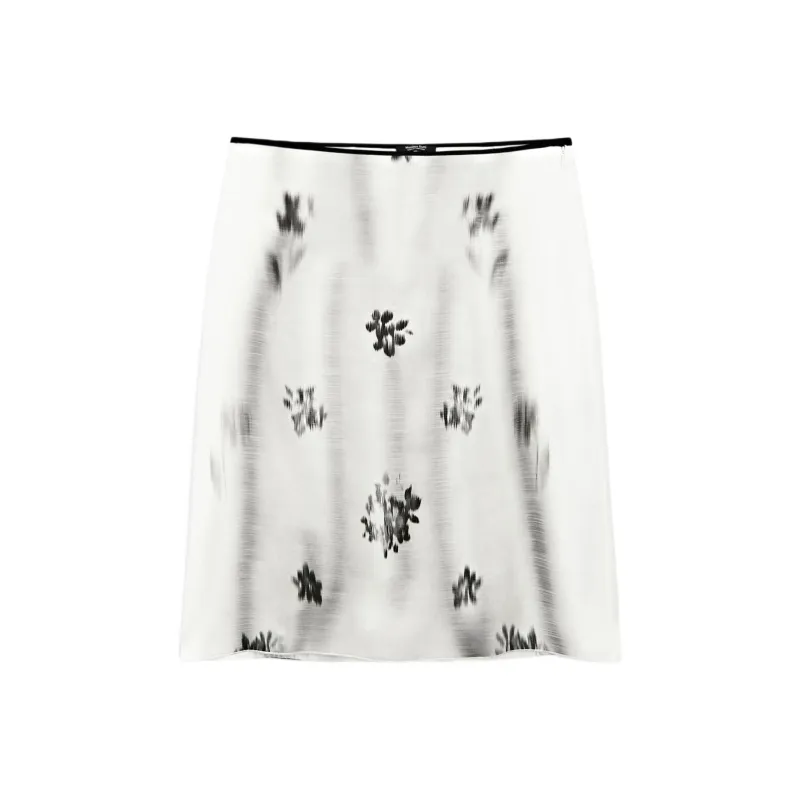Massimo Dutti Casual Long Skirt Women's Light Gray-0