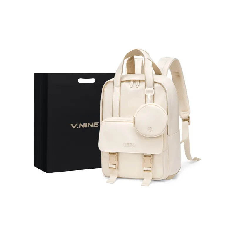 V.NINE Fabric Backpack Regular Unisex Creamy Apricot/Glutinous Rice Black-0