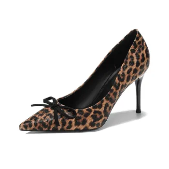 Dunnu Slim Heel High Heels Women's Leopard Print