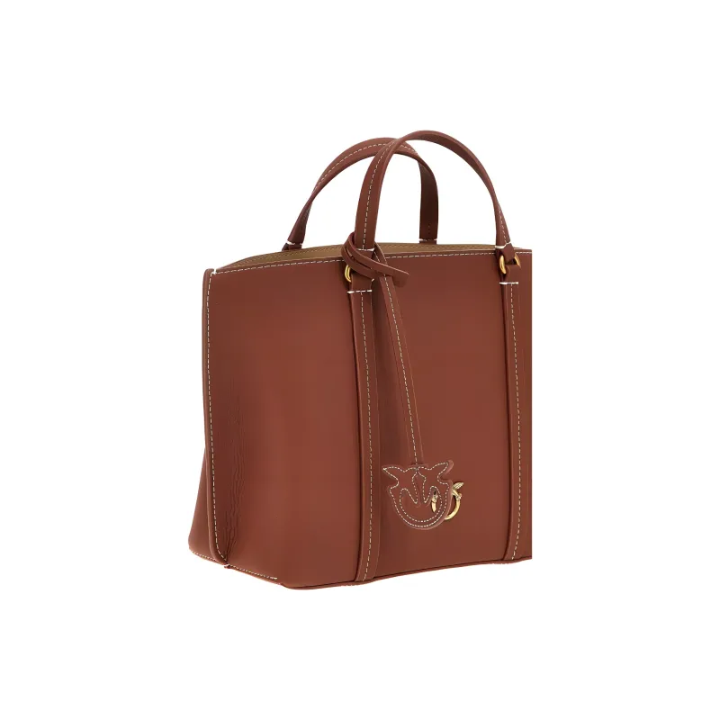PINKO Calfskin Tote Bag Shopping Bag Shoulder Bag Crossbody Bag Handbag Women's Brown-2