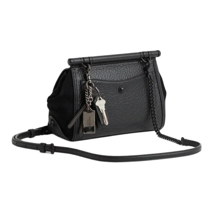 COACH Drifter Exquisite Calfskin Shoulder Bag, Crossbody Bag Trumpets Women's Black-1