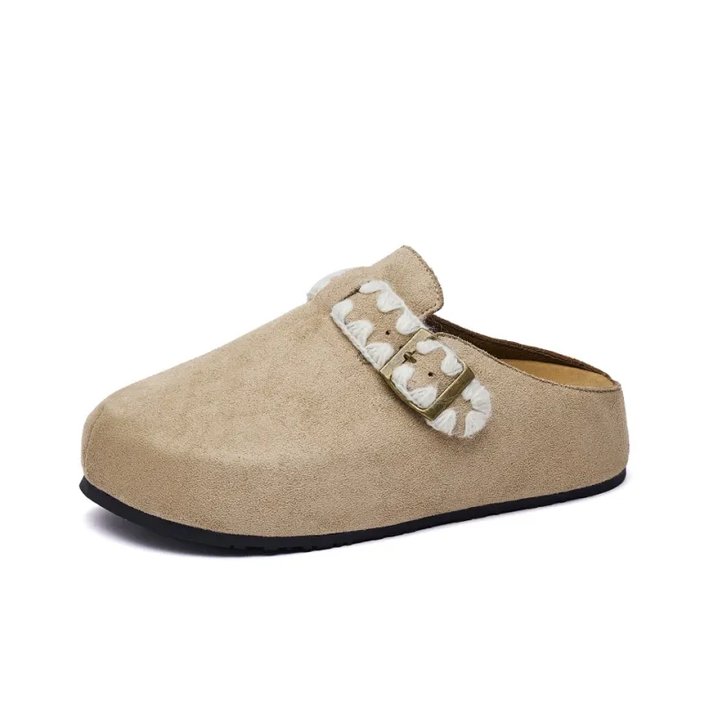 MEXICAN Rubber Sole Abrasion Resistant Slip Resistant Closed Toe Slippers Unisex Khaki-1