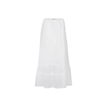 URBAN REVIVO Boho Style Casual Long Skirt Women's Raw White