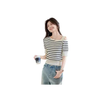 Still quiet T Shirts Women's Beige Stripes