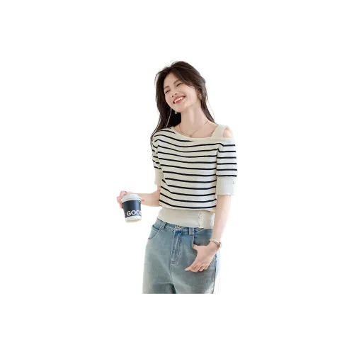Still quiet T Shirts Women's Beige Stripes