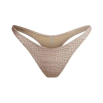 SKIMS SS25 SIGNATURE SWIM THONG BIKINI BOTTOM Swimming Shorts Women's DUNE CROCODILE PRINT/Sand Dune Crocodile Print