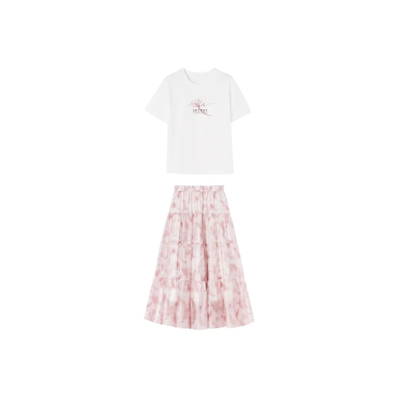 XIANGYING Skirt Set Women's Pink-0