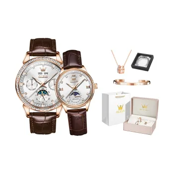 OLEVS Wisdom Series Mechanical Movement Leather Watch Bands Watch Unisex White Dial