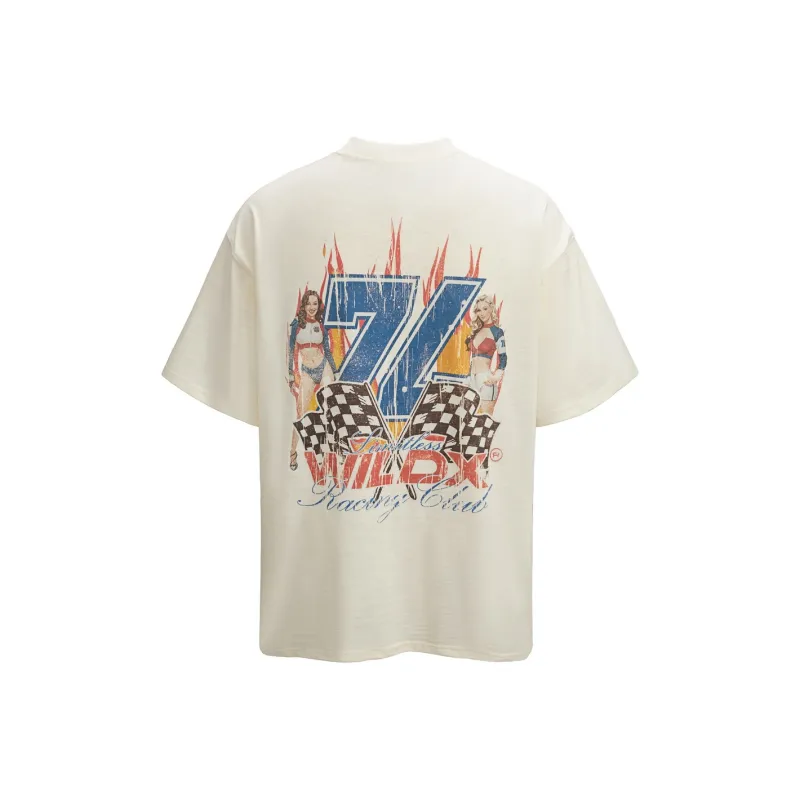 WILDX T Shirts Unisex Racing Ecru-1