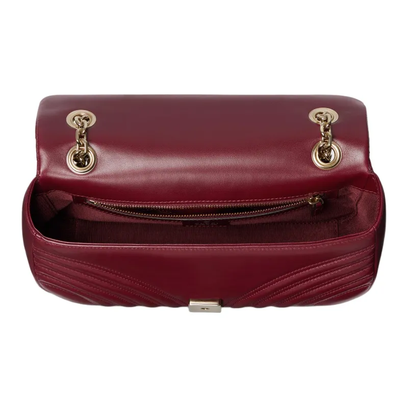 GUCCI GG Marmont Calfskin Shoulder Bag Medium Size Women's Red-4